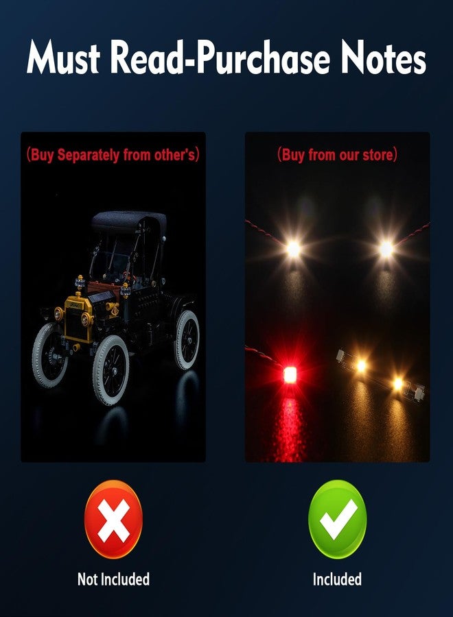 BrickBling ضوء BrickBling LED فقط، متوافق مع Lego Ford Model T 11376 - لا يأتي مع النموذج (نسخة كلاسيكية من الضوء) - Image 3