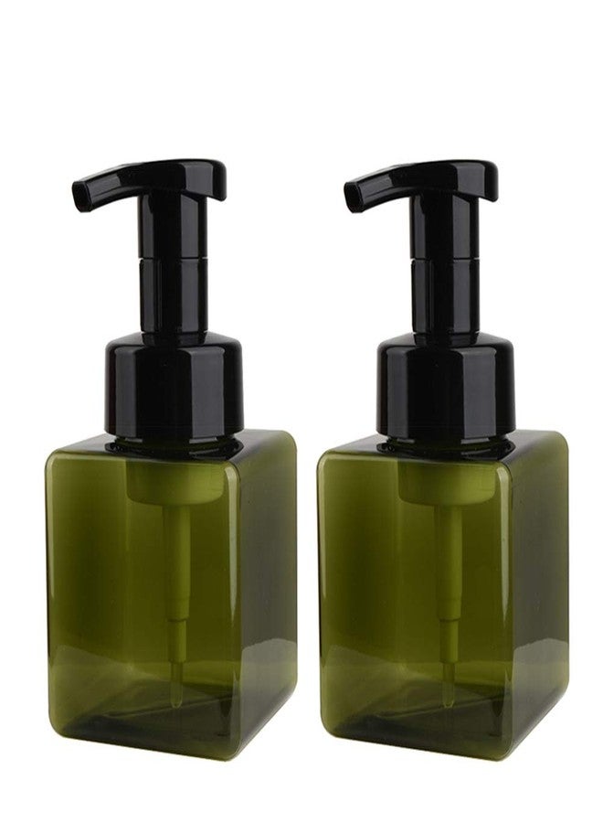 UUJOLY Foaming Soap Dispenser, 250ml (15oz) Refillable Pump Bottle for Liquid Soap, Shampoo, Body Wash (2 Pcs) (Small Green) - Image 1