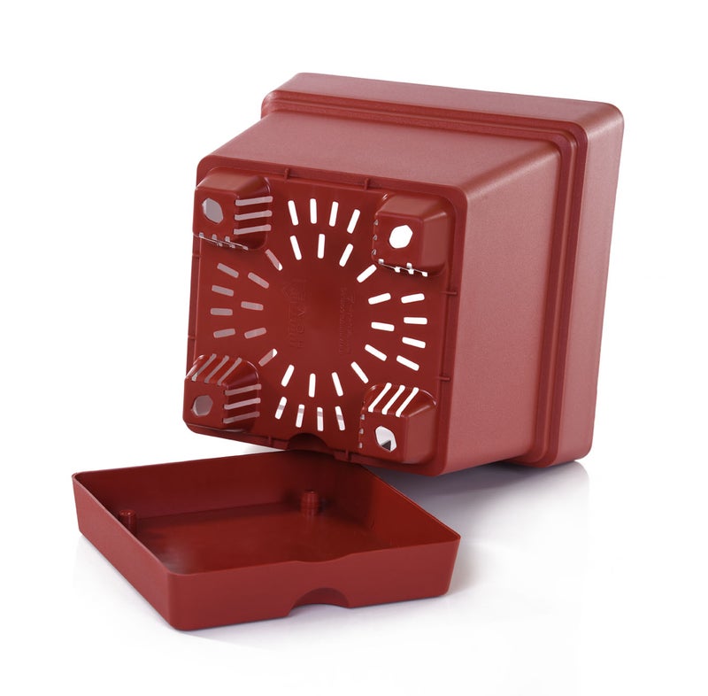 Mintra Square Flower Pot Planter with bottom tray - Plastic | Color - Brown | Size - 18x18x18cm | Asthetically Decorate Your Terrace, Garden or Patio. Ideal for outdoor or indoors - Image 2