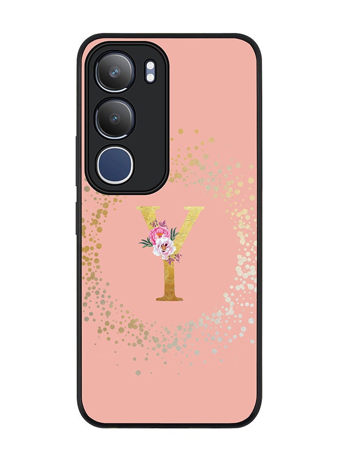 Stylizedd For vivo Y19s / Y19s Pro Case,Slim fit Camera Protection, Shockproof Thin Phone cover  - Custom Monogram Floral - Y  (Rose Pink )