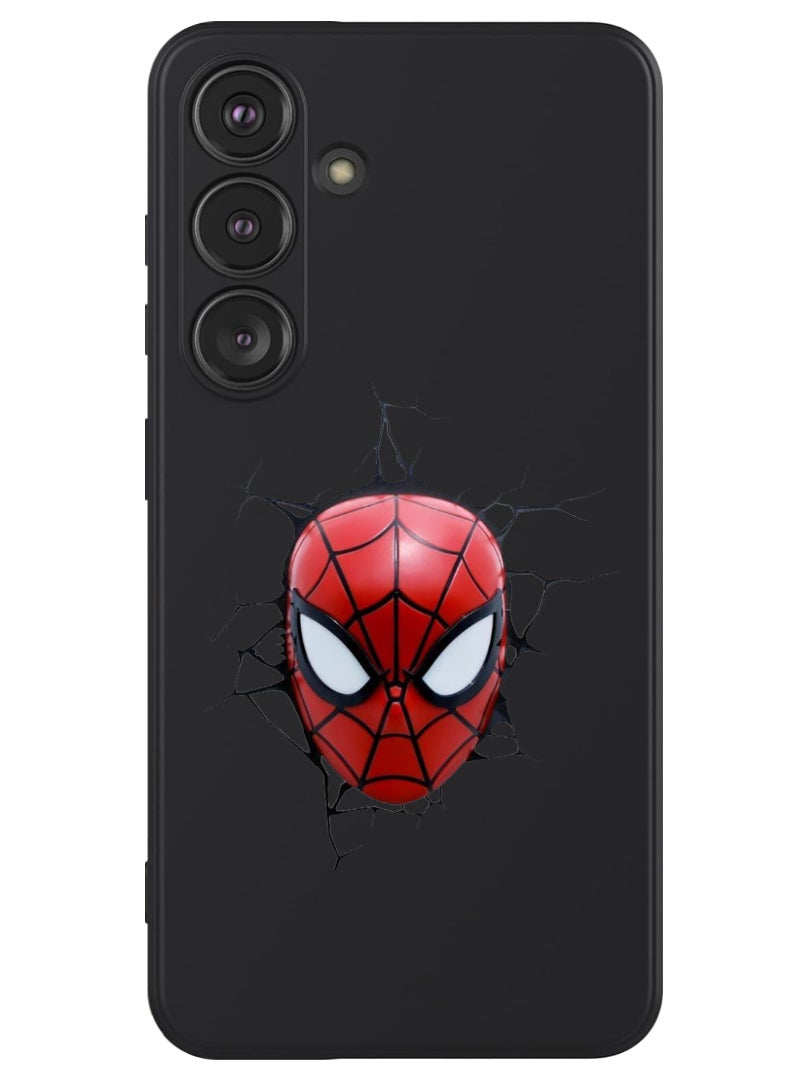 Theodor Protective Slim Fit Case Liquid Silicone Cover with Full Body Protection Anti-Scratch Shockproof Case For Samsung Galaxy S24 Plus (Black) - Spiderman Face - Image 1
