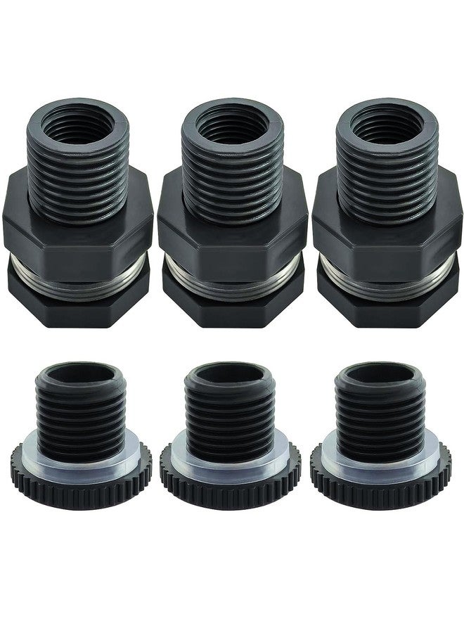 YSIL 3Pcs 3/4 Inch PVC Bulkhead Fitting Female Water Tank Connector Adapter Fitting with Plugs for 1-1/2"(38 mm) Diameter Hole Rain Barrels, Aquariums, Water Tanks - Image 1
