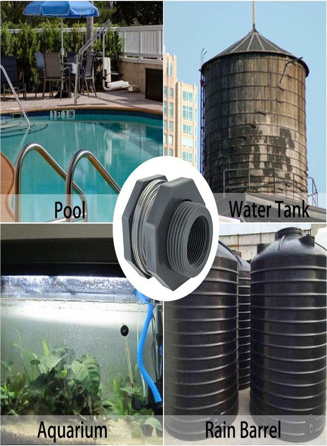 YSIL 3Pcs 3/4 Inch PVC Bulkhead Fitting Female Water Tank Connector Adapter Fitting with Plugs for 1-1/2"(38 mm) Diameter Hole Rain Barrels, Aquariums, Water Tanks - Image 4