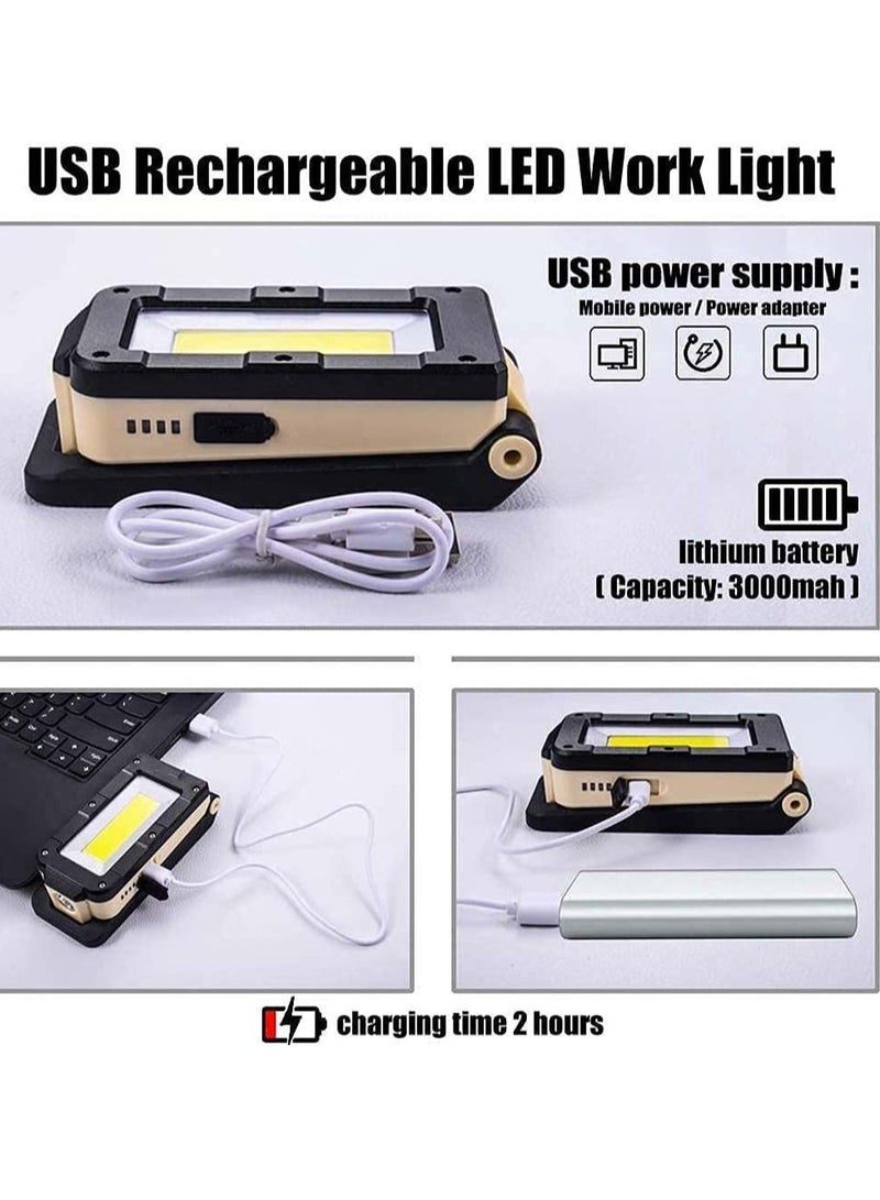 كاست ويف مصباح عمل LED، مصباح فحص مغناطيسي قابل لإعادة الشحن من COB، مصباح عمل مغناطيسي مع خطاف تعليق، 4 أوضاع إضاءة، إضاءة موقع العمل لإصلاح السيارات والتخييم في حالات الطوارئ وتسلق الجبال - Image 2