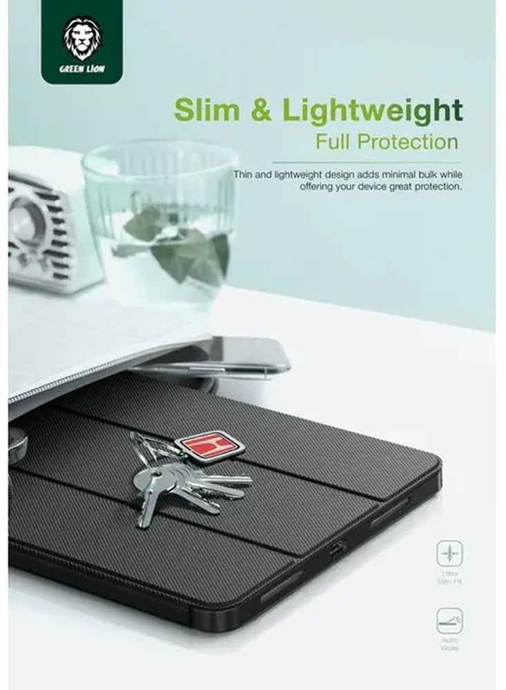 GREEN LION iPad Pro 11 Inch Hogo Premium Case with Pencil Holder / Magnetic Smart Cover Auto Sleep/Wake / 2-Way Position Viewing & Typing / Stable Tri-Fold Stand / Slim & Lightweight - Black - Image 3