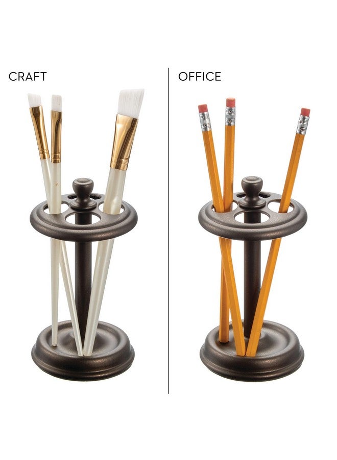 iDesign Metal Toothbrush Holder - Bathroom Cup for Bathroom Organization, The York Collection - 3.25" x 3.25" x 5.75", Bronze - Image 3