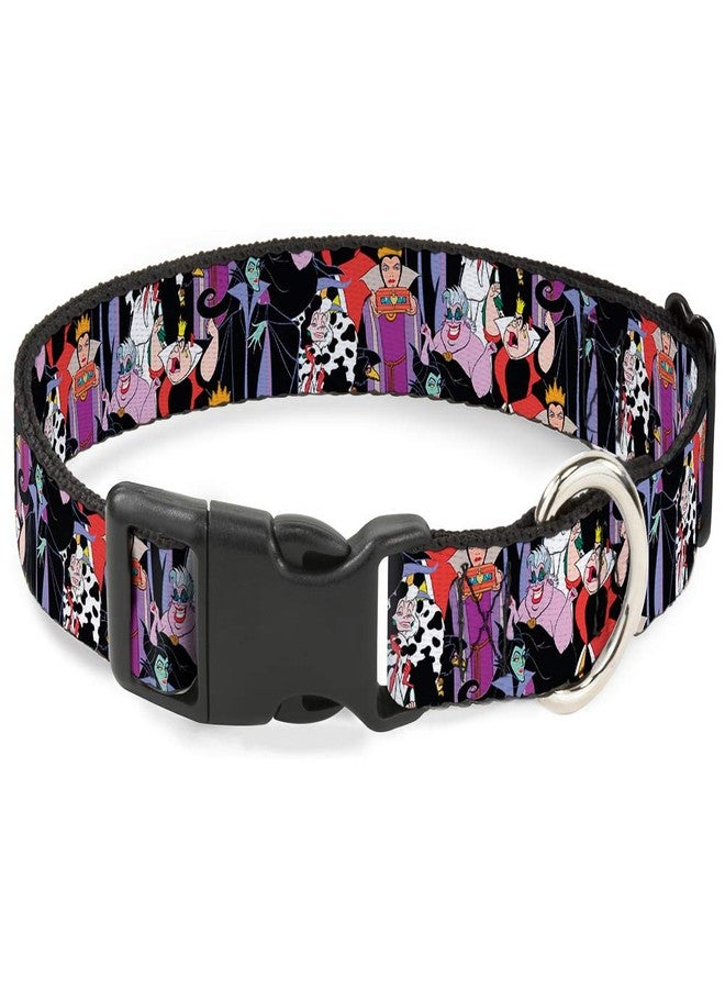 Buckle Down Dog Collar Plastic Clip 5 Disney Villains Stacked 9 to 15 Inches 1.0 Inch Wide - Image 1
