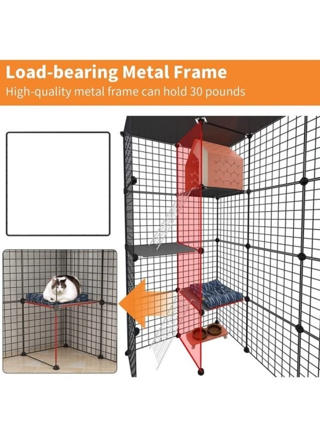 Generic - 2 Tier Large Cat Cage Crate DIY Pet Playpen Detachable Dense Metal Wire Ferret Cage Indoor Cat Kennels for Kitten Puppy Bunny Exercise 27.56 x 27.56 x 27.56 Inches - Image 1