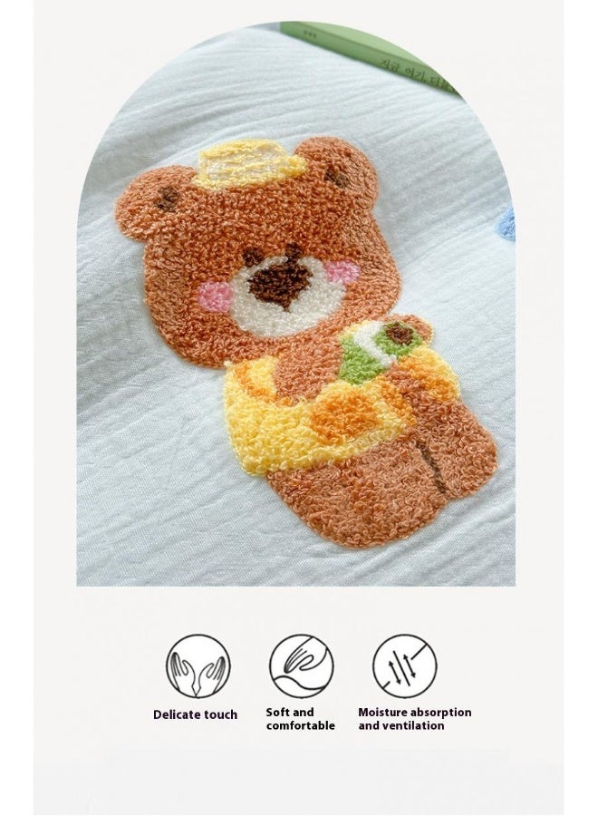 طقم ملاءات سرير مكون من 4 قطع بتصميم كرتوني أنمي من القطن النقي مع تطريز مريح، هدية ليوم الطفل، هدية عيد ميلاد. - Image 4