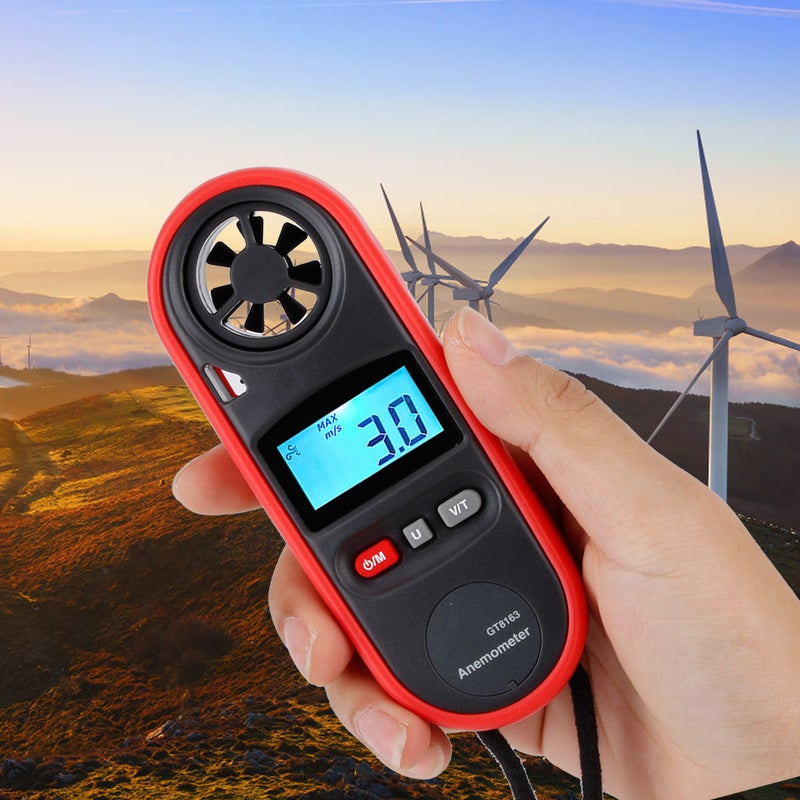GT8163 مقياس سرعة الريح المحمول الرقمي بشاشة LCD المحمول، مقياس حرارة الريح (مقياس حرارة) - Image 2