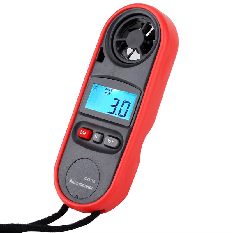 GT8163 مقياس سرعة الريح المحمول الرقمي بشاشة LCD المحمول، مقياس حرارة الريح (مقياس حرارة) - Image 4