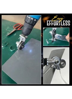 VENEKETY VENEKETY 2023 New Electric Drill Plate Cutter Attachment Drill Attachment Metal Cutter Drill Attachment Double Headed Sheet Metal Nibbler Cutter for Cutting Metal Plates Hard Materials  - Image 2