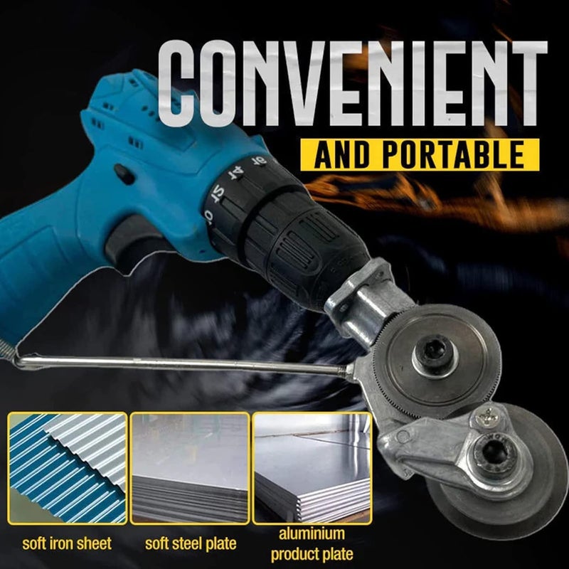 VENEKETY 2023 New Electric Drill Plate Cutter Attachment Drill Attachment Metal Cutter Drill Attachment Double Headed Sheet Metal Nibbler Cutter for Cutting Metal Plates Hard Materials - Image 5