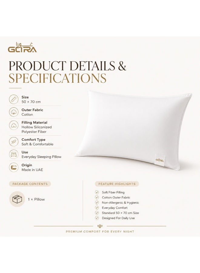 GORA Bed Pillow Set of 2, Hotel Pillow for Bed, 50 × 70 cm Sleeping Pillows, Hollow Fiber Filling, Cotton Cover, Medium Firm Support, Hypoallergenic, White - Image 3