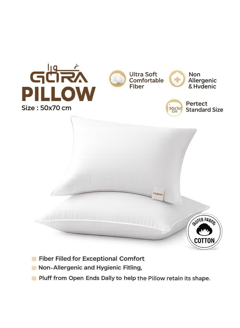 GORA Bed Pillow Set of 2, Hotel Pillow for Bed, 50 × 70 cm Sleeping Pillows, Hollow Fiber Filling, Cotton Cover, Medium Firm Support, Hypoallergenic, White - Image 4