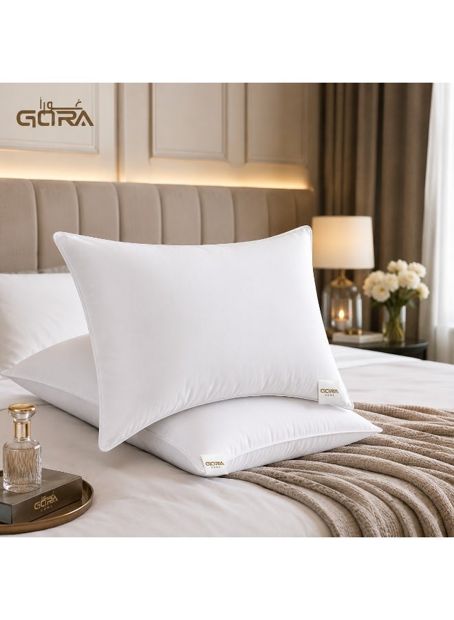 GORA Bed Pillow Set of 2, Hotel Pillow for Bed, 50 × 70 cm Sleeping Pillows, Hollow Fiber Filling, Cotton Cover, Medium Firm Support, Hypoallergenic, White - Image 2