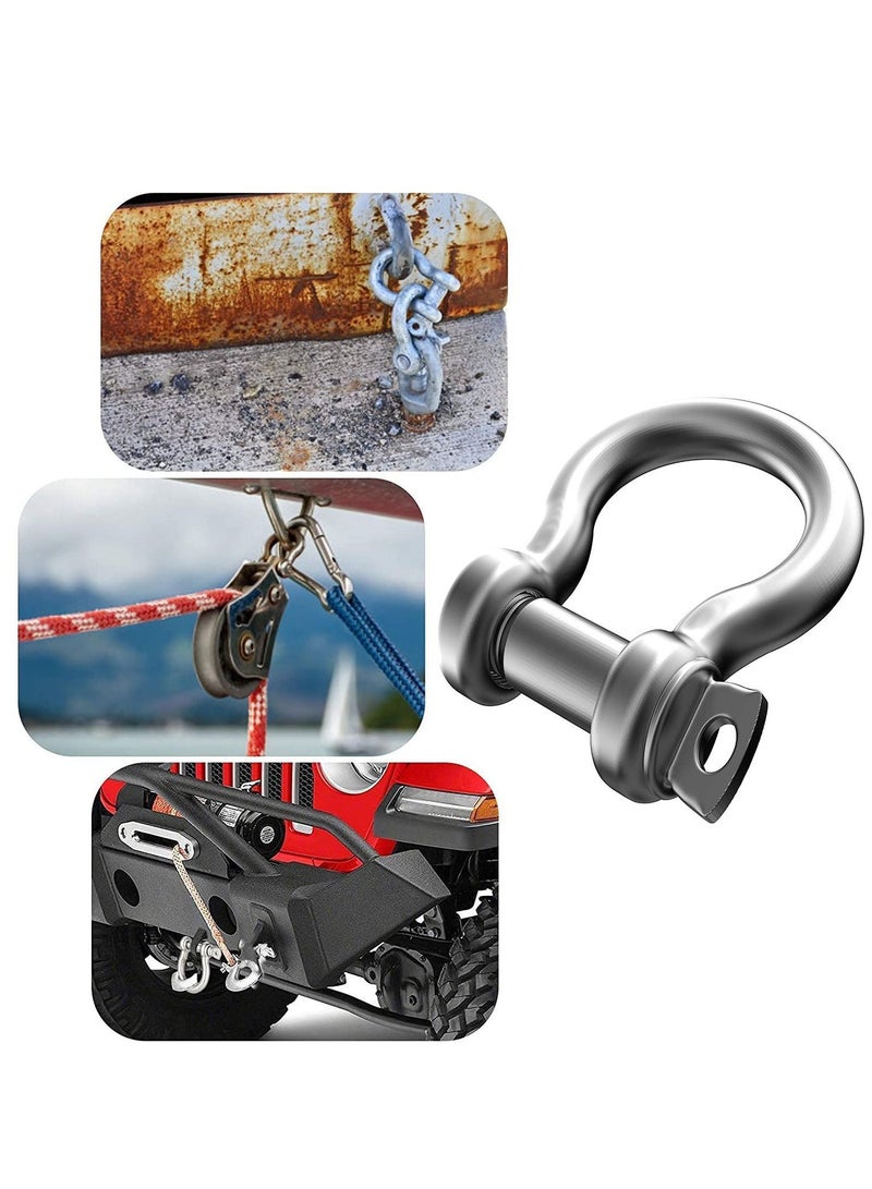 واي آند دي 5/16" 304 Stainless Steel D-Ring Shackle, 8mm Screw Pin Anchor Horseshoe Lifting Ring Tool Shackle (4 Pieces)  - Image 2