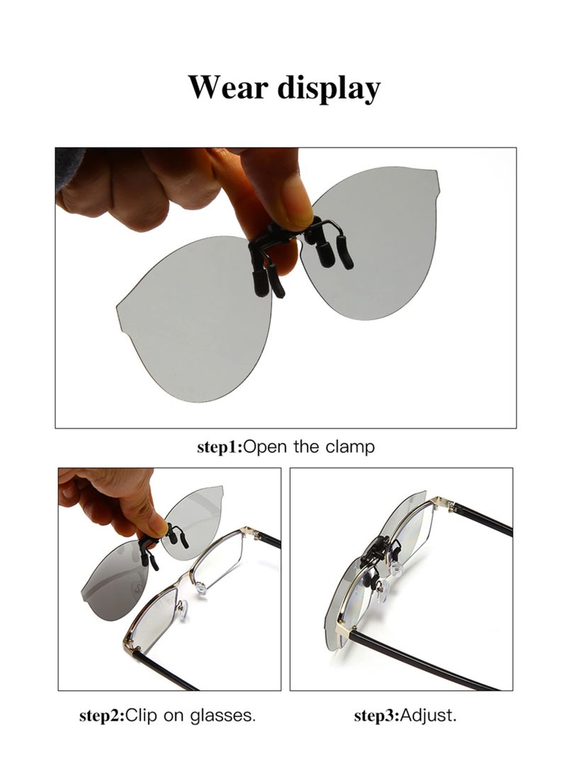 Zikra Polarized Clip-on Frameless Sunglasses, Anti-Glare UV400 Protection Flip Up Rimless Lens for Men Women for Driving Outdoor Sport Fishing rainy foggy - Image 2