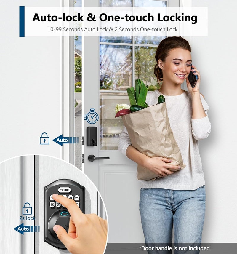TEEHO TE002 Fingerprint Door Lock - Keyless Entry Door Lock - Electronic Keypad Deadbolt - Smart Locks for Front Door - Auto Lock - Easy Installation - Matte Black - Image 4