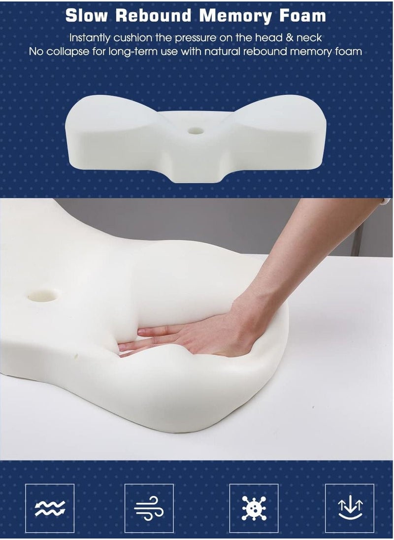 Memory Foam Pillow for Sleeping Size 67 X 12 cm Cervical Pillow for Neck and Shoulder Support Pillow for Side Sleepers Polyester White