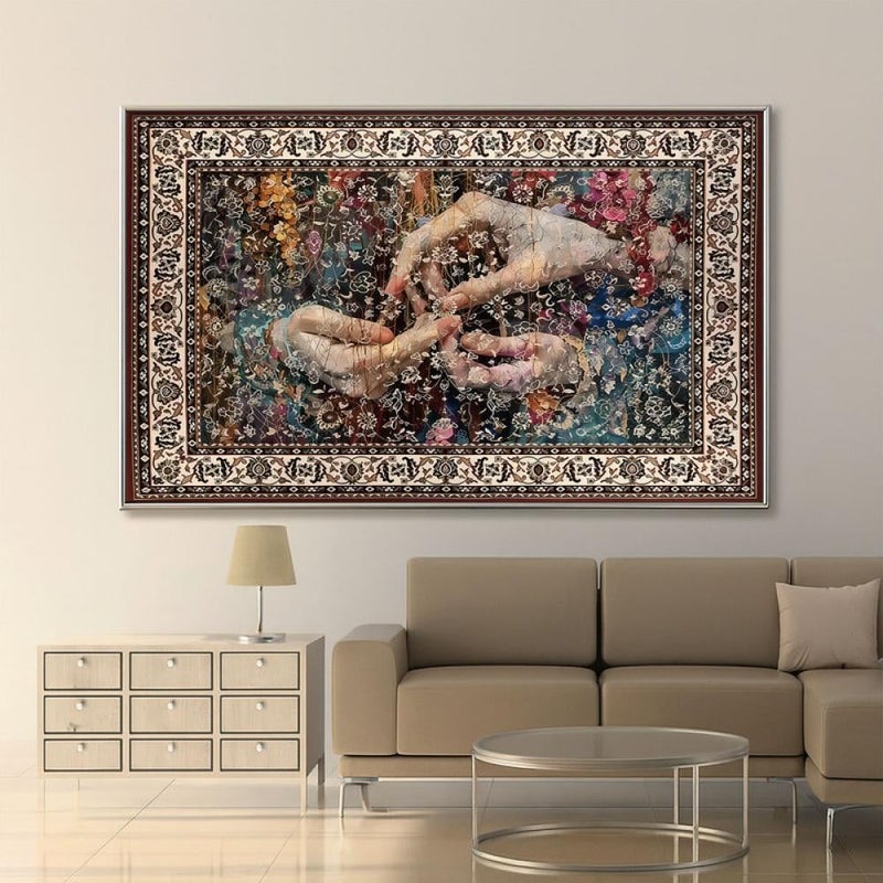 Marktna Canvas painting with a traditional art design and a hollow frame, measuring (70×50), one piece - Image 1