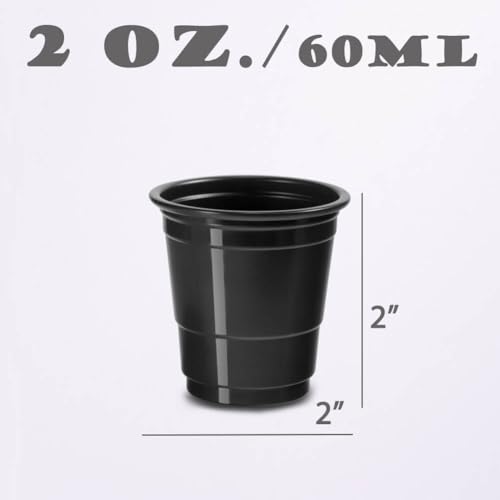 HAOZAN 100ct 2oz Mini Black Shot Glasses, Disposable Small Plastic Cups for Parties, Weddings, Events – Bulk Pack - Image 3