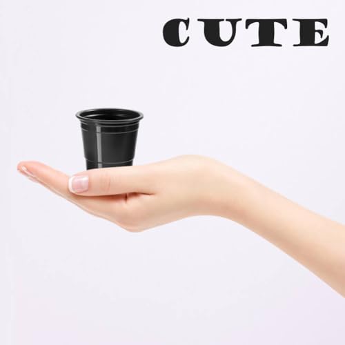 HAOZAN 100ct 2oz Mini Black Shot Glasses, Disposable Small Plastic Cups for Parties, Weddings, Events – Bulk Pack - Image 2