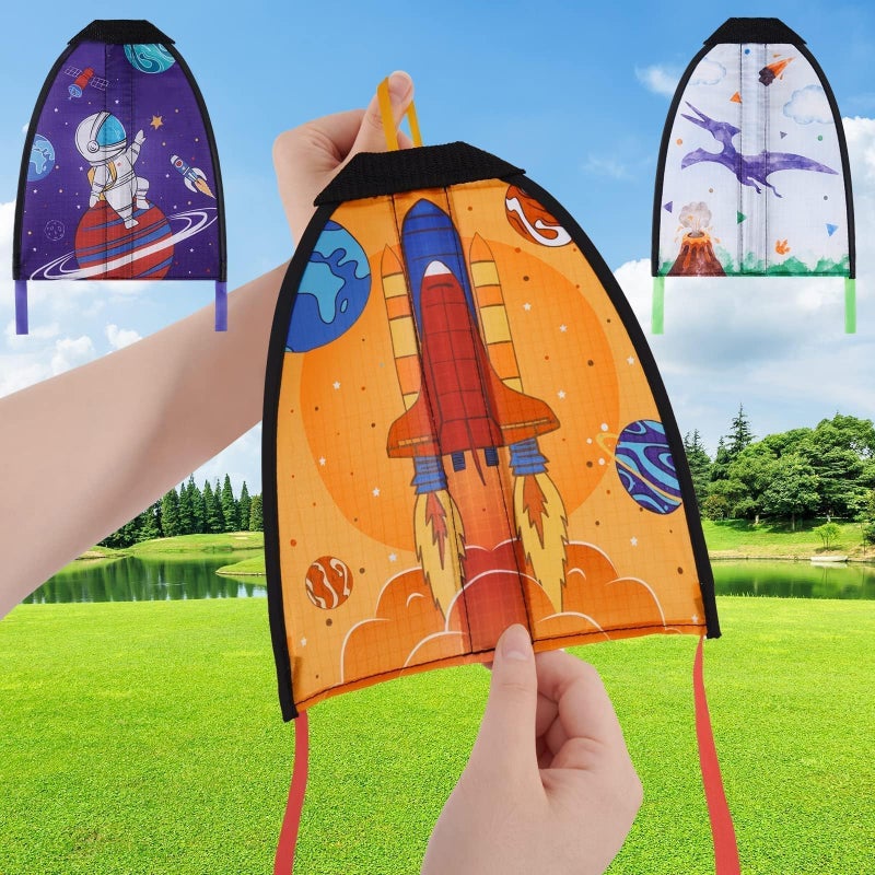 Wernnsai 3 Pcs Mini Slingshot Kites Thumb Ejection Kite Beach Toys Gift for Kids Teens Age 418 Years Old Easy to Fly Waterproof Stringless Beach Kite Small Funny Outdoor Sports Toy Dinosaur Rocket Style - Image 2