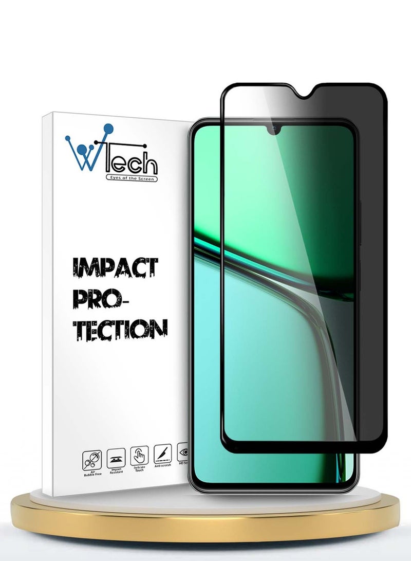 Wtech Realme C61 / Realme C63 4G 2024 Premium E2E Series Privacy Full Glue Full Cover Tempered Glass Screen Protector - Clear/Black - Image 1