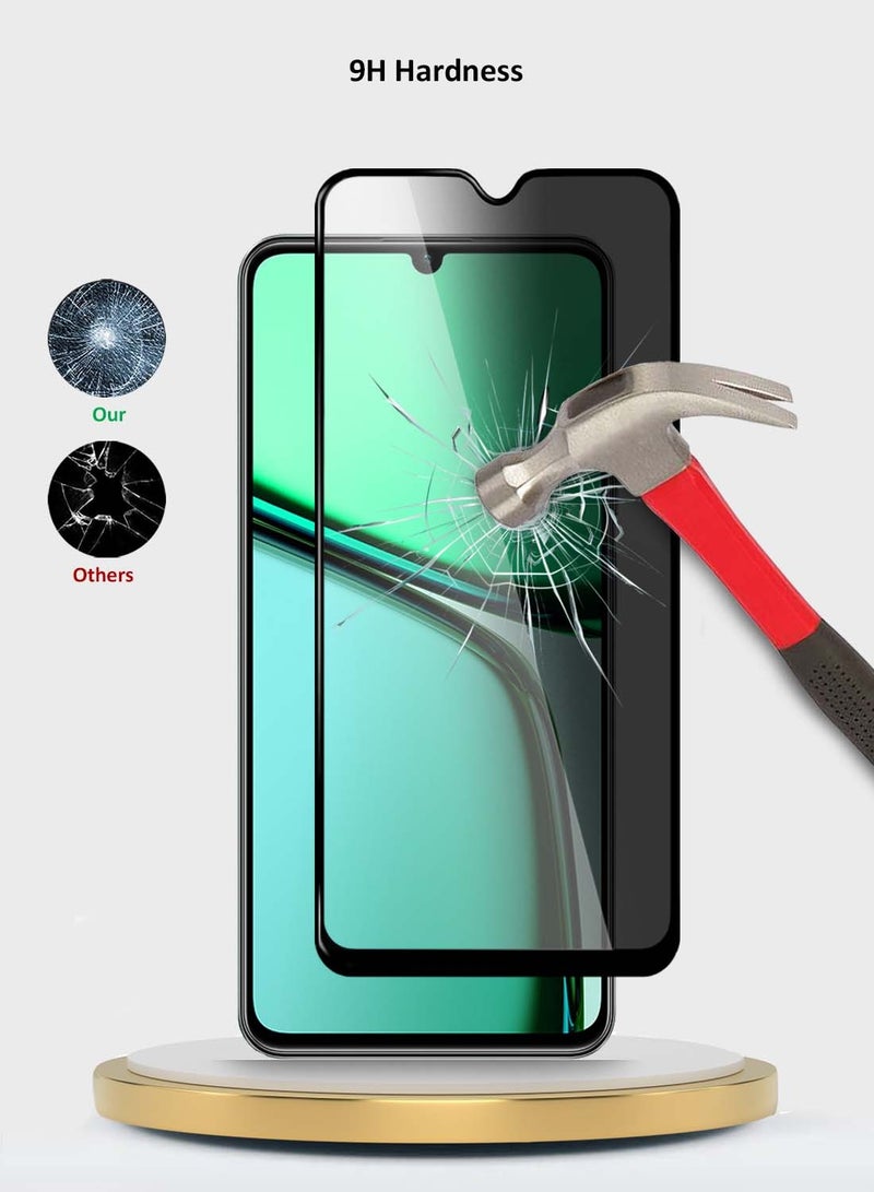 Wtech Realme C61 / Realme C63 4G 2024 Premium E2E Series Privacy Full Glue Full Cover Tempered Glass Screen Protector - Clear/Black - Image 3
