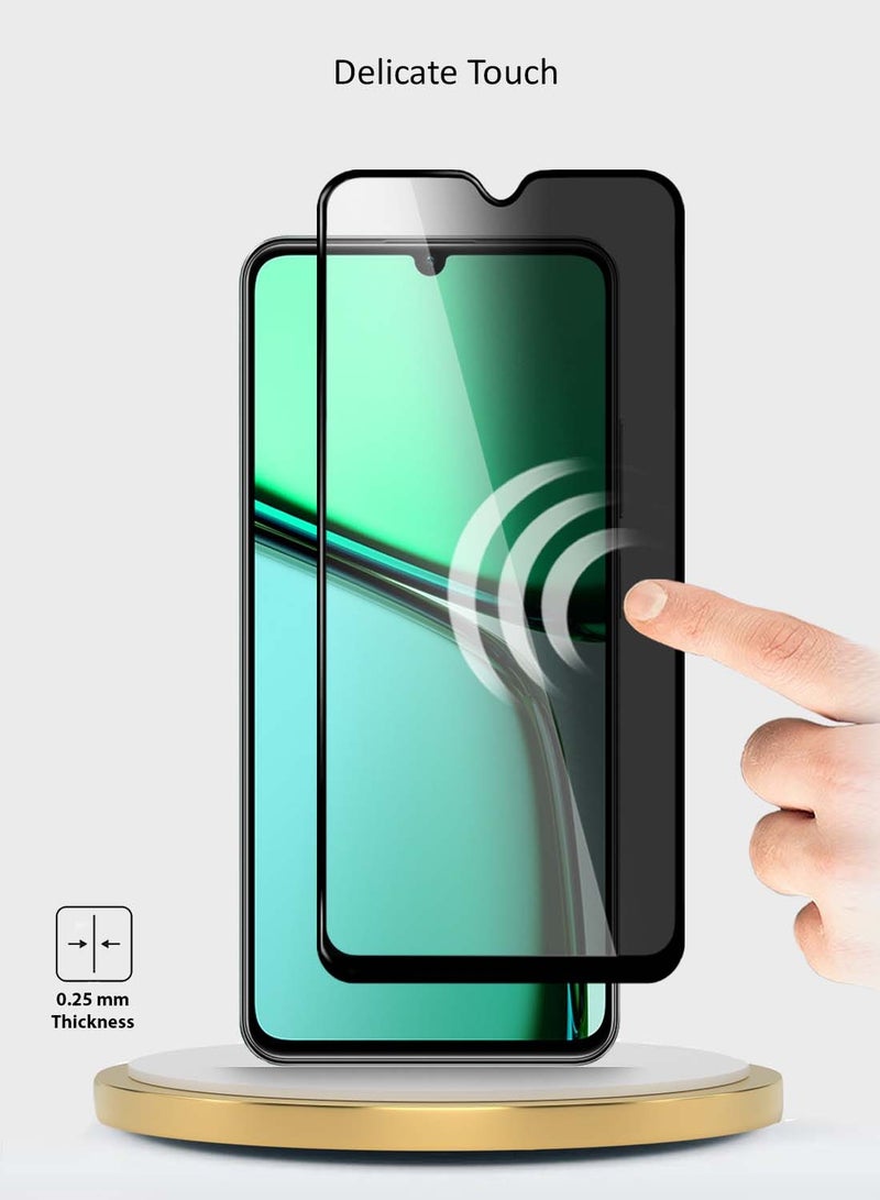 Wtech Realme C61 / Realme C63 4G 2024 Premium E2E Series Privacy Full Glue Full Cover Tempered Glass Screen Protector - Clear/Black - Image 4