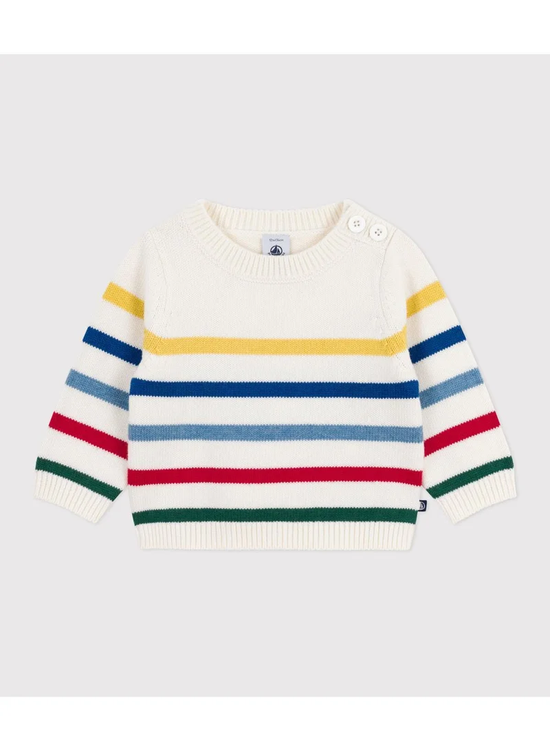 Petit Bateau Babies' multi-coloured striped wool and cotton jumper