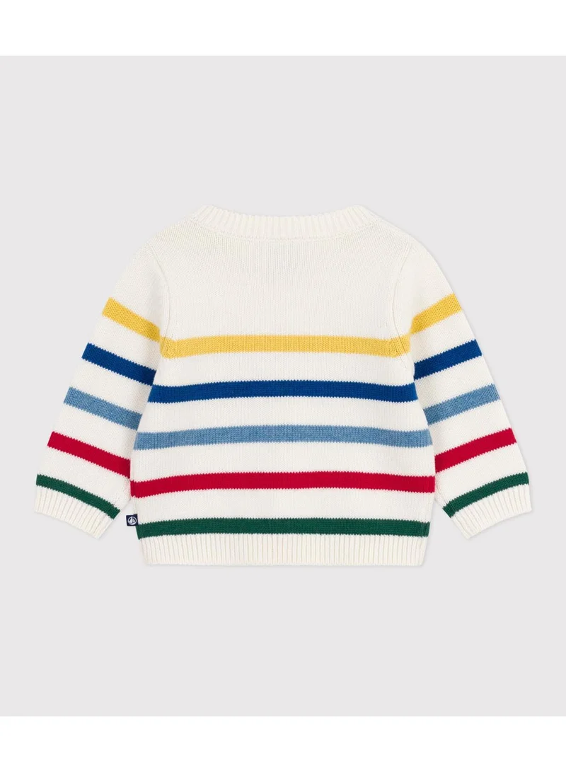 Petit Bateau Babies' multi-coloured striped wool and cotton jumper