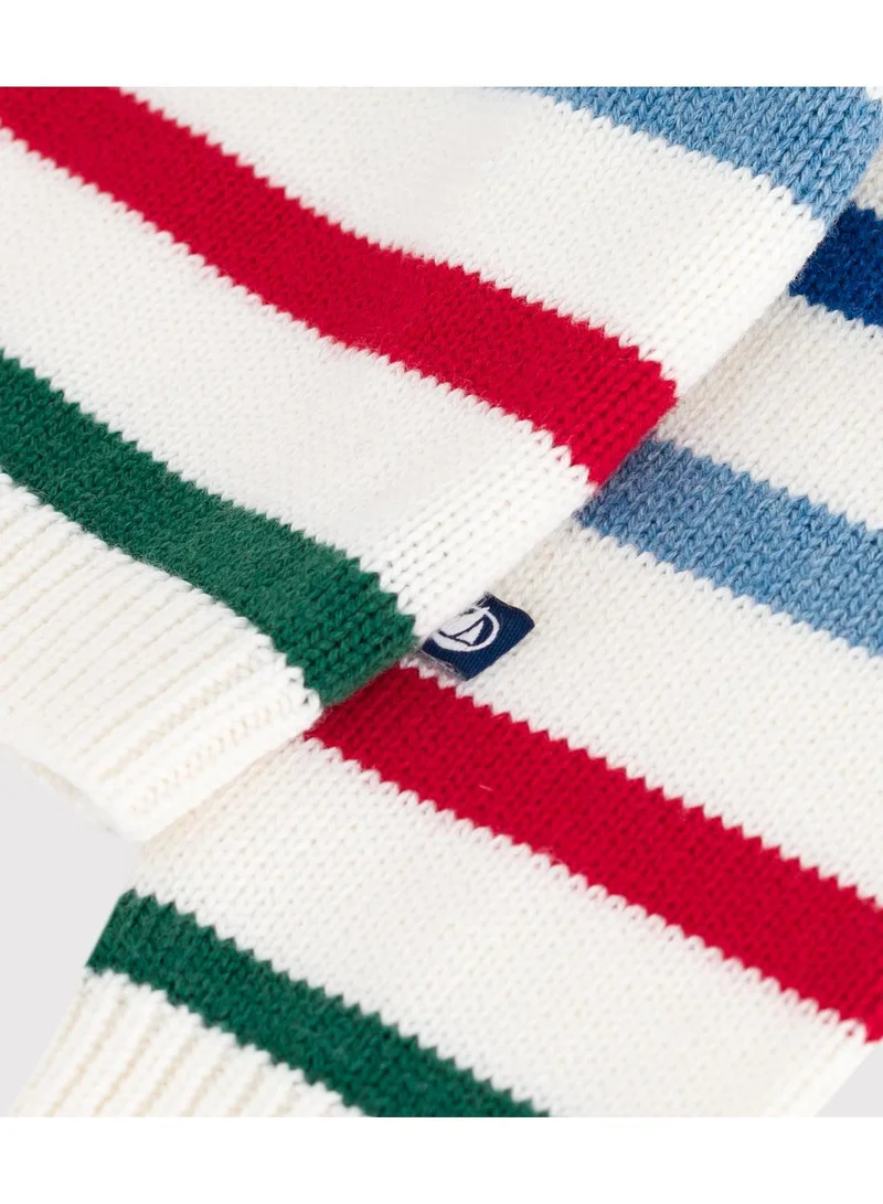 Petit Bateau Babies' multi-coloured striped wool and cotton jumper