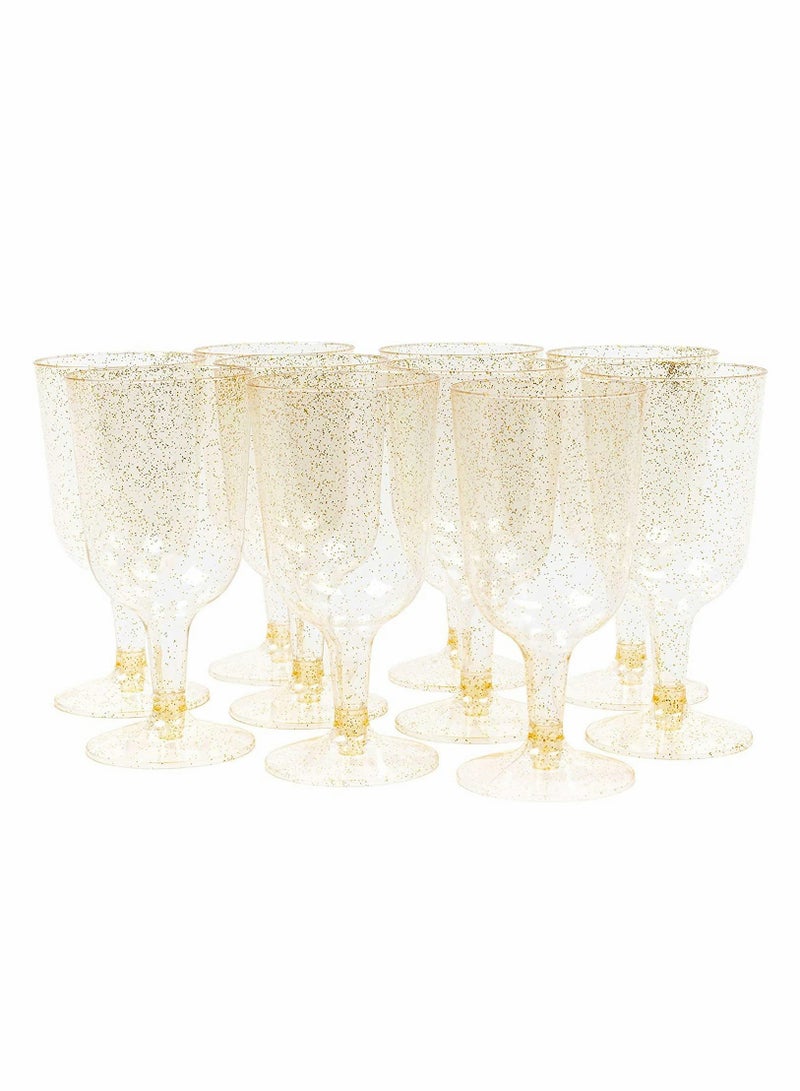 Excefore Plastic Glasses 20 pieces Gold Glitter Premium Glass for Wedding Anniversary Garden Barbecue Party 190ml - Image 1