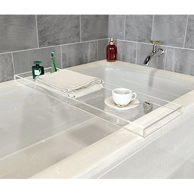 ONELUX Durable Clear Acrylic Towel Traylucite Bathtub Caddy - Image 1