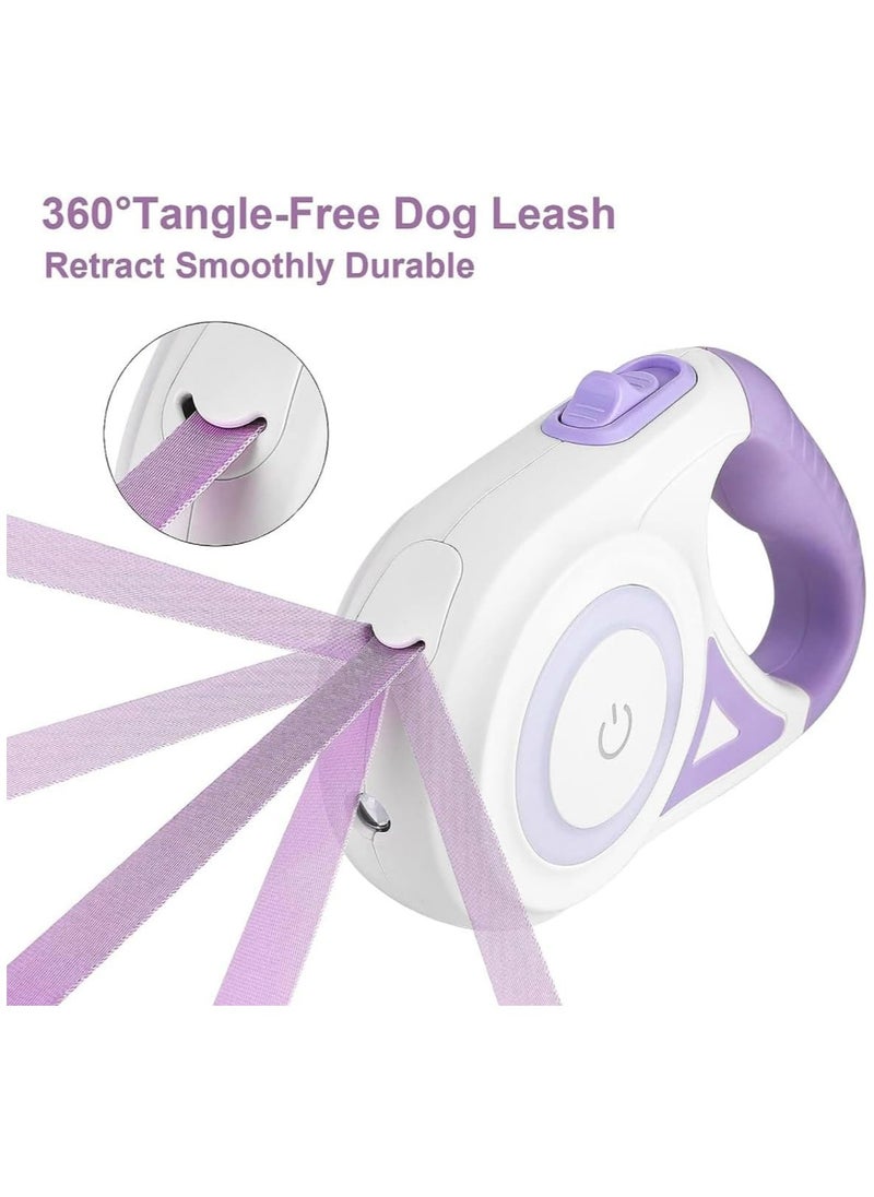 xppier - 5M Retractable Dogs Leash with Led Bright Flashlight Walking LED for Puppy Small Medium Dogs One Handed Brake Free Movement Automatic Cat Dog Lead Extension With In-Built Torch and LED Light - Image 1