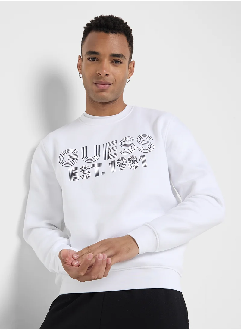 جس Crew Neck Logo Detailed Sweatshirt