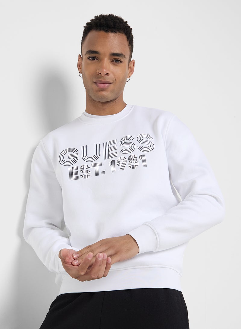 GUESS Crew Neck Logo Detailed Sweatshirt  - Image 1