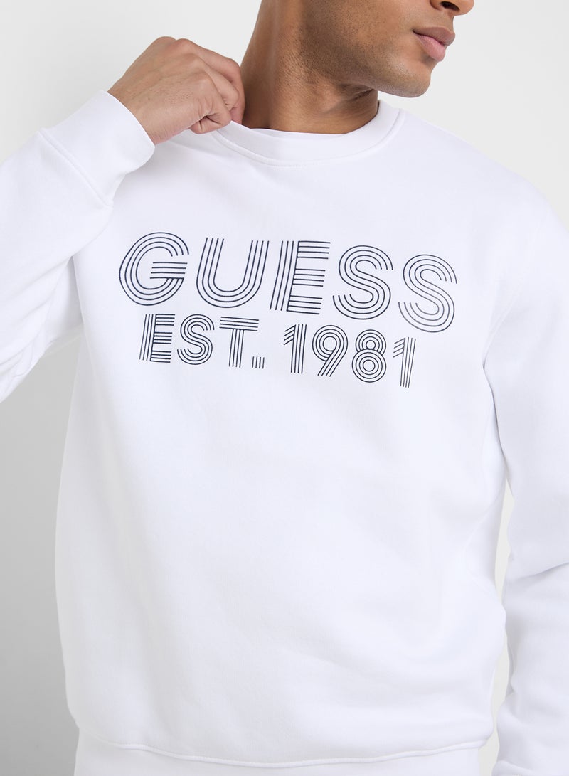 GUESS Crew Neck Logo Detailed Sweatshirt  - Image 3