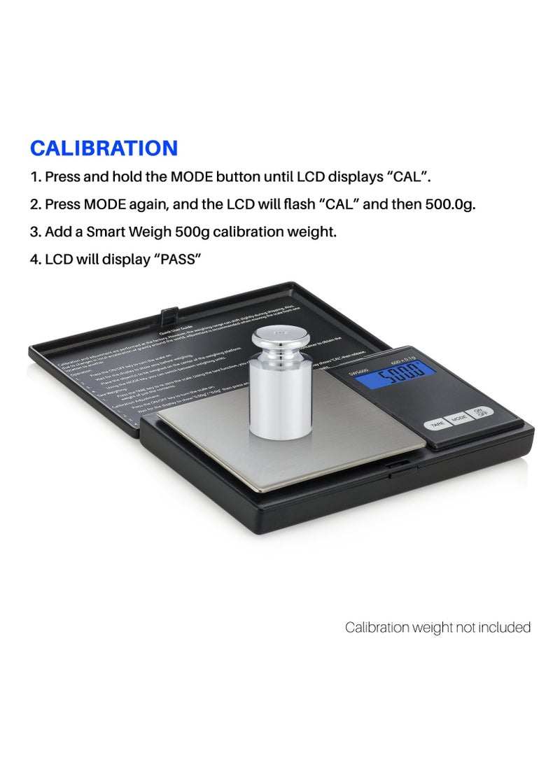 Digital Weighing Scale in Grams From 1 Gram to 500 Grams for Jewelry and Kitchen, With Seven Modes of Weight, Works With 2 Batteries, Not Included - Black