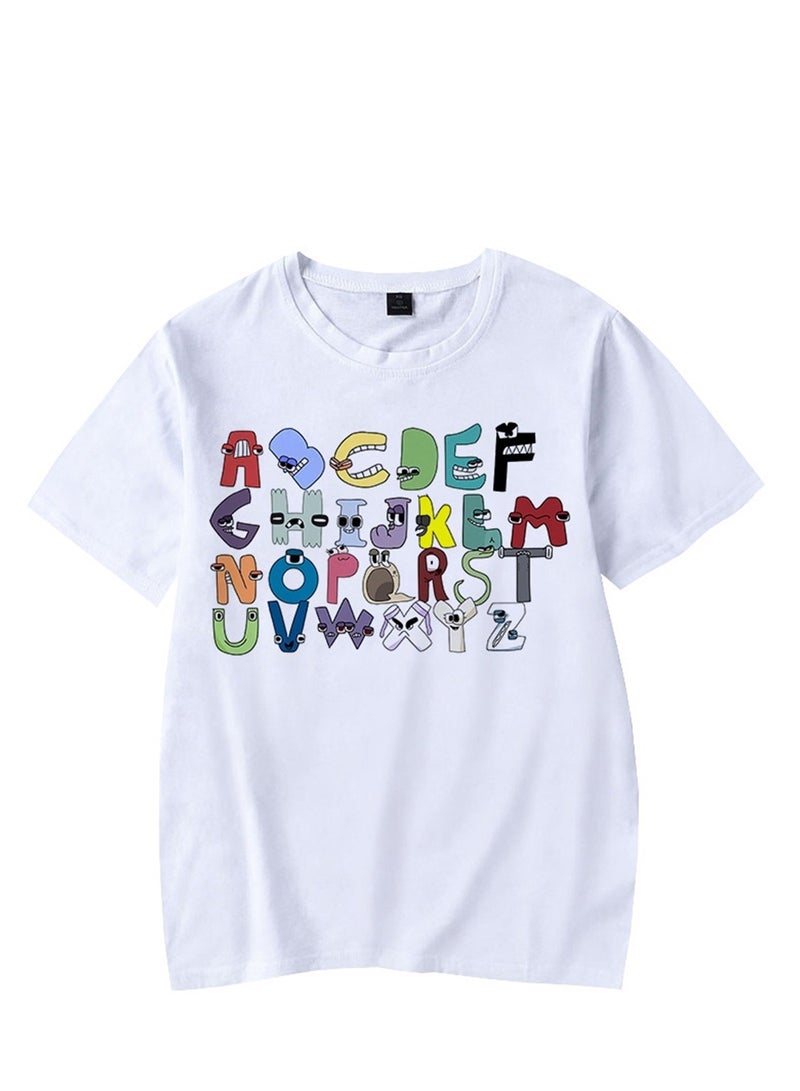 Cartoon Letter Legend 3D digital printing personalized breathable children's T-shirt - Image 1