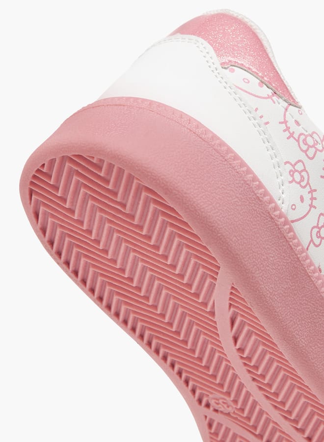 Hello Kitty Girls Printed Sneakers with Hook and Loop Closure - Image 5