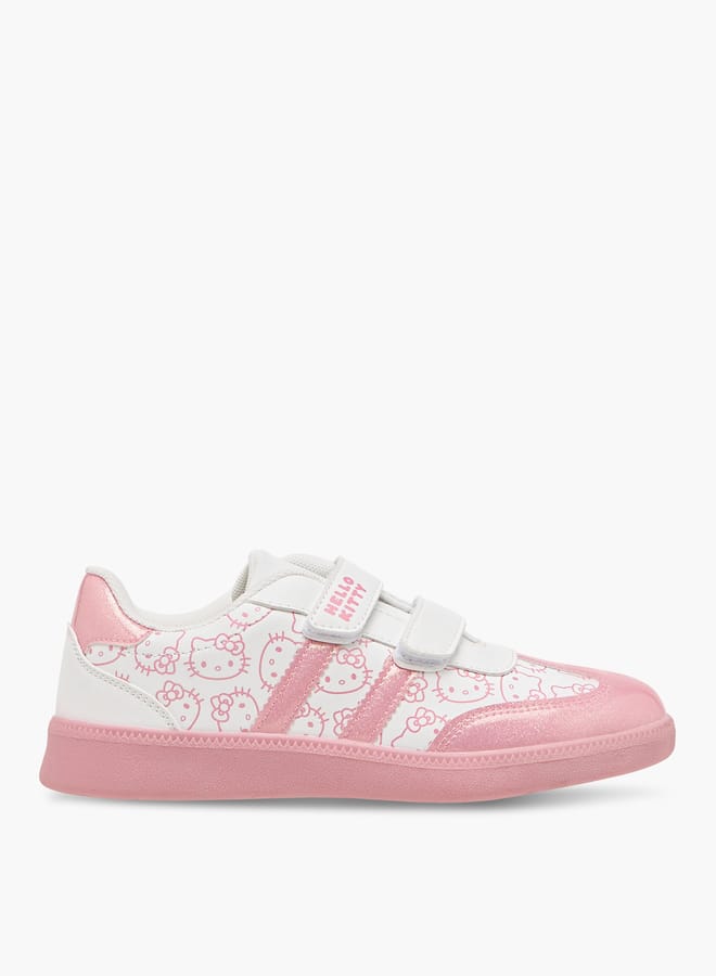 Hello Kitty Girls Printed Sneakers with Hook and Loop Closure - Image 3