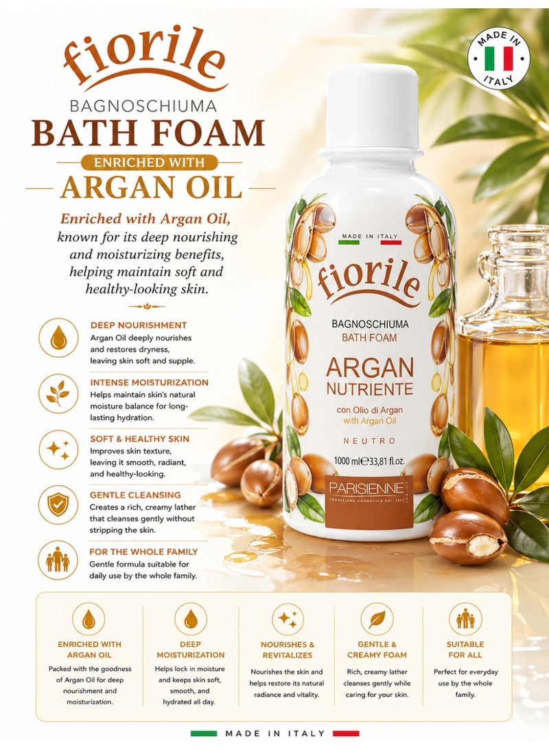 Fiorile Bath Foam Argan Oil 1000ML | Nourishing & Moisturizing Bath Foam | Maintain Soft & Smooth Skin | Daily Use Body Cleanser - Image 3