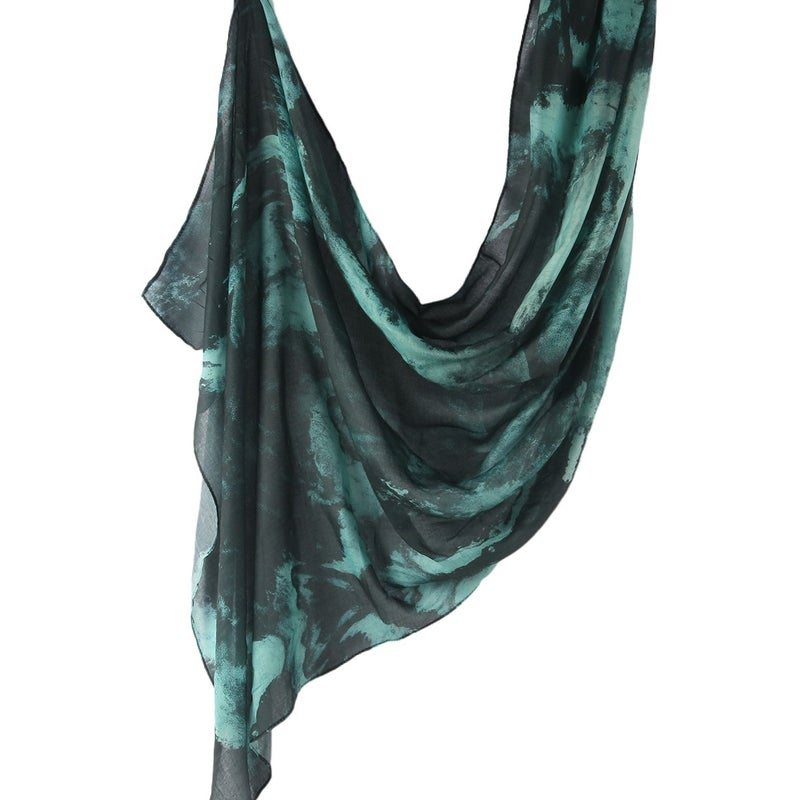 Best-Selling Watercolor Tie-Dye Cotton Scarf - Satin Polyester Long Wrap, Turkish Headscarf