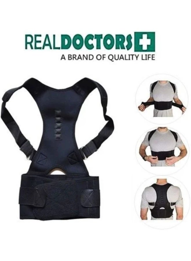 REALDOCTORS Real Doctors Magnetic Posture Support Brace for Back and Shoulders, Spine Corrector for Pain Relief and Posture Improvement, Breathable and Adjustable Support Belt . - Image 1