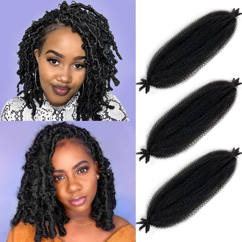 Chicmoi Marley Twist Braiding Hair 16 Inch Springy Afro Twist Hair 3 Packs Kinky Twist Hair for Braiding 1B Black Spring Twist Hair Curly Braiding Hair Extension for Black Women - Image 1