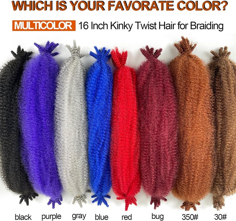 Chicmoi Marley Twist Braiding Hair 16 Inch Springy Afro Twist Hair 3 Packs Kinky Twist Hair for Braiding 1B Black Spring Twist Hair Curly Braiding Hair Extension for Black Women - Image 5