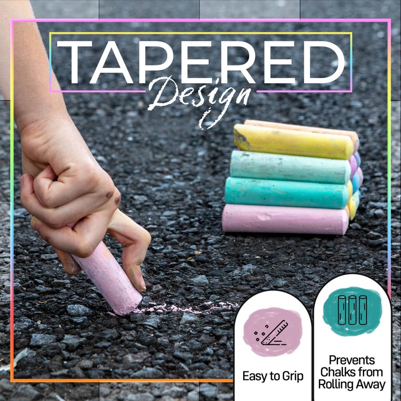 Loddie Doddie Jumbo Sidewalk Chalk - Pack of 50, Multicolor, Reusable Bucket - Sidewalk Chalk for Kids & Washable Colors - Colored Bulk Set for Outdoor Kids Activities - Tapered Sticks for Toddlers - Image 4